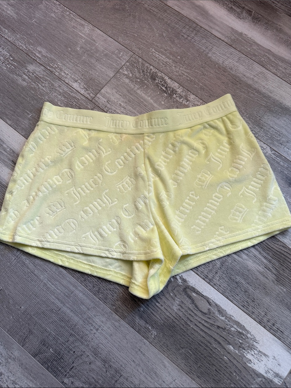 Juicy Couture Pastel Yellow Terry Logo Lounge Shorts